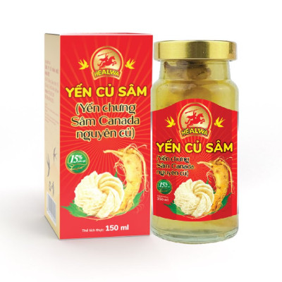 Yến củ sâm Canada Healwa (150ml x 1 lọ) chưng sâm nguyên củ cao cấp Thức uống dinh dưỡng cải thiện sức khỏe