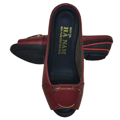 Dép Nữ Quai Ngang Đế Xuồng Da Bò Thật TiTi ĐÔ Cao Cấp 4cm DNU2072d