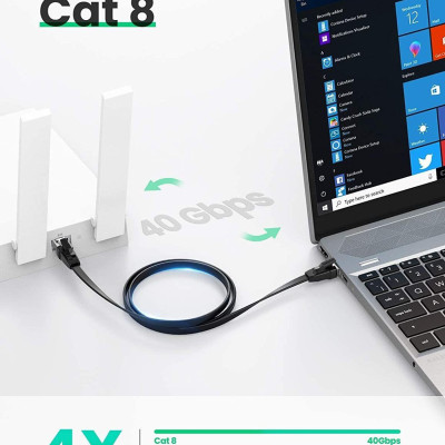 Ugreen UG10982NW134TK 3M CAT8 U-FTP 2000Mhz 30AWG cáp mạng màu đen - HÀNG CHÍNH HÃNG