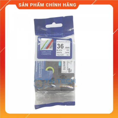 Nhãn In TNE-S261 - Đen nền trắng 36mm x 8m - Dùng cho máy in BROTHER - AIMO - PUTY [Hàng nhập khẩu]