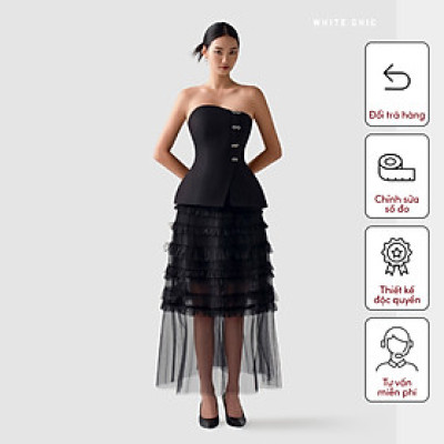 Chân váy lưới xòe Alva thiết kế cao cấp WHITE CHIC