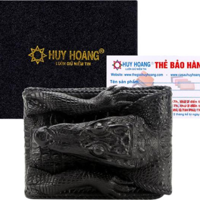 Ví Nam Da Cá Sấu Nguyên Con Vip Huy Hoàng HT2270 (12.5 x 10 cm) - Đen