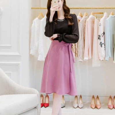 Chân váy xòe dài buộc nơ Elly sang trọng