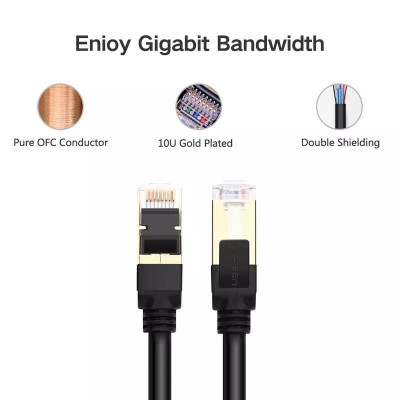 Ugreen UG11268NW107TK 1M màu Đen Cáp mạng LAN CAT7 STP chống nhiễu - HÀNG CHÍNH HÃNG