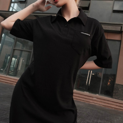 Đầm polo thun đen