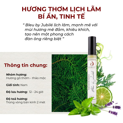 Bleu by Jubilé - Tinh dầu nước hoa Pháp nữ Dạng lăn 12ml Thơm Lâu, Sang Trọng, Quyến Rũ