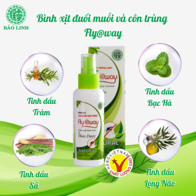 [Combo 3 Chai 60ml] Xịt Xua Đuổi Muỗi Và Côn Trùng Fly@Way Bảo Linh, 100% Thảo Dược Từ Thiên Nhiên, An Toàn Cho Bé và Cả Gia Đình