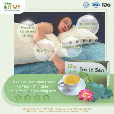 Trà lá sen túi lọc TÂM MINH FOODS hạ mỡ máu giảm cân ngủ ngon hộp 20 gói