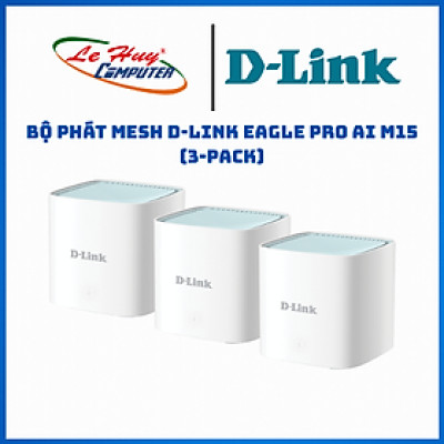 Bộ Phát Wi-Fi 6 Mesh D-Link M15-3 (bộ 3 cái) Eagle Pro AI Chuẩn AX1500 Tích Hợp AI - Hàng Chính Hãng