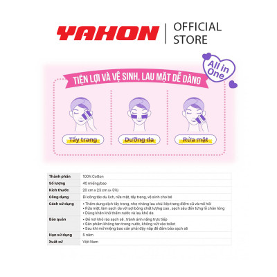 Combo Bao Khăn Khô Lau Mặt Cao Cấp POP-PUF 100% Cotton, 40 Miếng/Bao