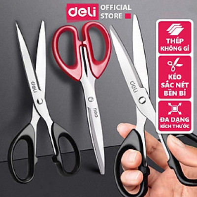 Kéo Văn Phòng Lưỡi Thép Không Gỉ Deli - Kéo Cắt Giấy Đa Năng Học Sinh Văn Phòng - Nhiều Kích Thước 16/17/18/21 CM