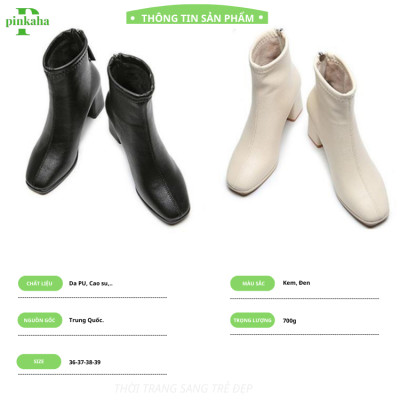 Bốt Nữ Khoá Sau Mũi Vuông Lót Lông Da Mềm Cao Cấp Màu Đen Be Siêu Đẹp Hót Trends 2023