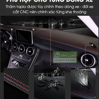 Thảm taplo xe ô tô da carbon Tâm Luân chống nắng và chống nóng không thấm nước (26 dòng xe - đời xe)