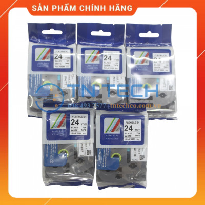 Nhãn In HZE-FX251 - Đen nền trắng 24mm x 8m - Dùng cho máy in BROTHER - AIMO - PUTY [Hàng nhập khẩu]