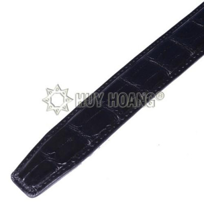 Dây nịt nam da cá sấu Huy Hoàng viền da 3,5P đầu kim màu đen - HP4819