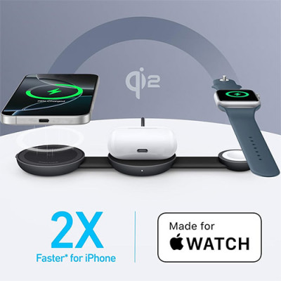 Đế sạc Anker MagGo Wireless UFO 3 in 1 USB-C 15W Foldable B25M8 - Hàng chính hãng
