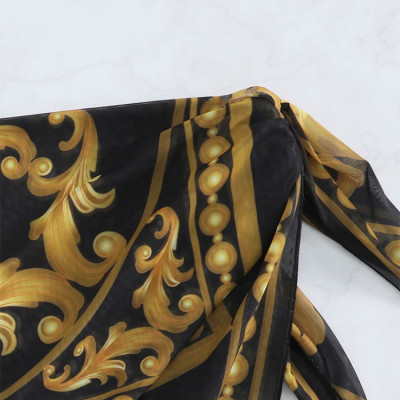 Set Bikini xốp 3 món áo óng tay phồng quần tam giác kèm khăn quấn