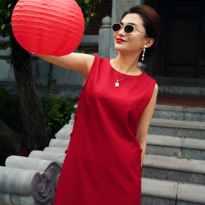 Đầm Xẻ Tweed Lộc DRE223 thời trang thiết kế Hity