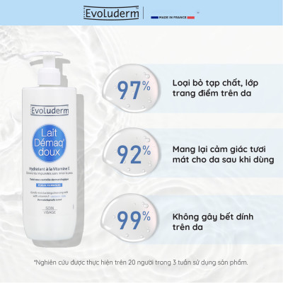 Sữa tẩy trang rửa mặt Evoluderm bổ sung Vitamin E giúp dưỡng ẩm và làm tươi trẻ làn da 500ml