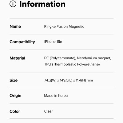 Ốp lưng cho iPhone 16e RINGKE Fusion Magnetic - Hàng Chính Hãng