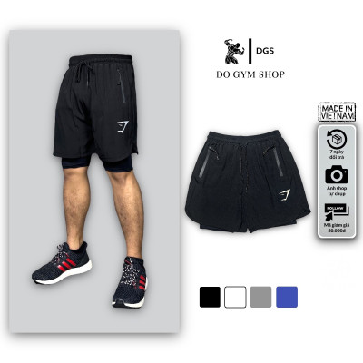Quần đùi 2 lớp tập gym nam DOGYMSHOP chất vải dù thoáng mát QG2L5