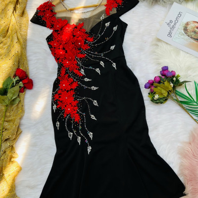 Đầm dự tiêc kết ren đỏ MS 2577