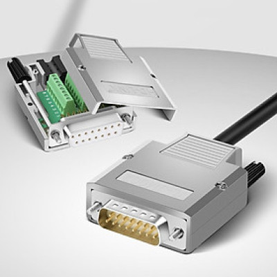 Đầu bấm cổng DB15 đực male bắt vít kèm vỏ ốp kẽm chân đồng mạ vàng 24K HD-LINK YL-JM002-15M. Hàng chính hãng !!!