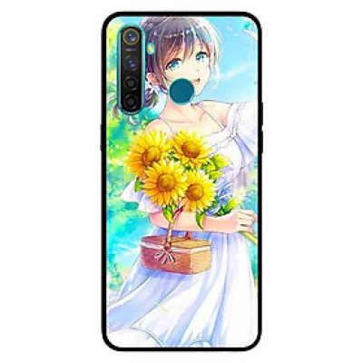 Ốp Lưng in cho Realme 5 Mẫu Nàng Váy Trắng Hướng Dương - Hàng Chính Hãng