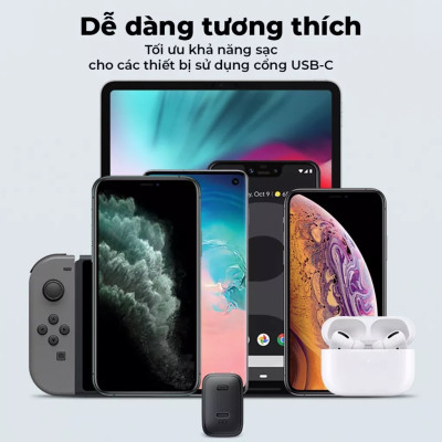 Cốc Sạc Nhanh Siêu Nhỏ Aukey PA-F1S Cổng Type C Power Delivery 20W | Hàng Chính Hãng