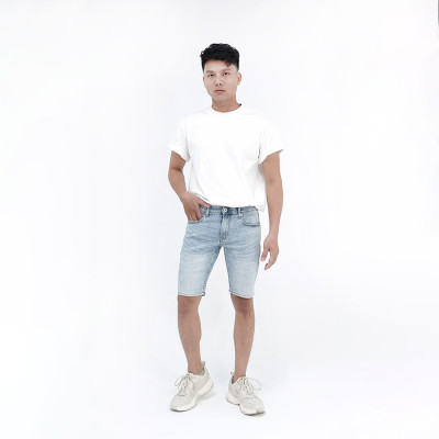Quần Short Jeans Nam Cao Cấp HUNTER X-RAYS Form Slimfit Màu Xanh Wash Bạc S37