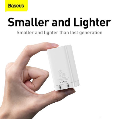 Bộ sạc nhanh Baseus GaN3 Pro Quick Charger 65W (Type Cx2 + USB , PD3.0/ PPS/ QC4.0/ SCP/ FCP Multi Quick Charge Protocol, GaN2 Technology) hàng chính hãng
