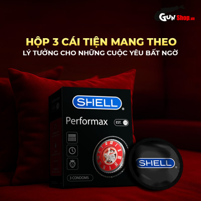 Bao cao su Shell Performax 6 in 1 kéo dài thời gian - Hộp 3 cái