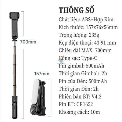 Gimbal chống rung CYKE Q09 tích hợp chế độ xoay quay 360º, có bluetooth chụp selfie, tripod chụp hình siêu tiện lợi, hàng chính hãng