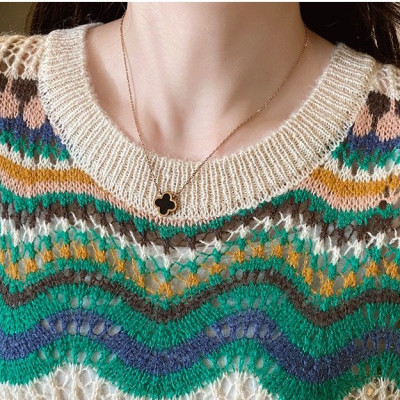 Áo len nữ form rộng hoạ tiết phối màu xinh mẫu mới thu đông HB09