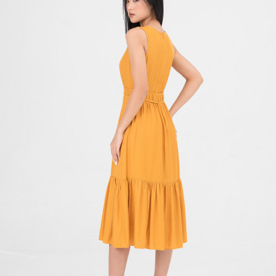 De Leah - Đầm Xoè Đuôi Cá Viền Eo V