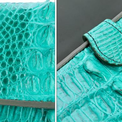 Ví Nữ Da Cá Sấu 3 Gấp Gai Huy Hoàng HT3287 (19 x 10.5 cm) - Xanh Lá