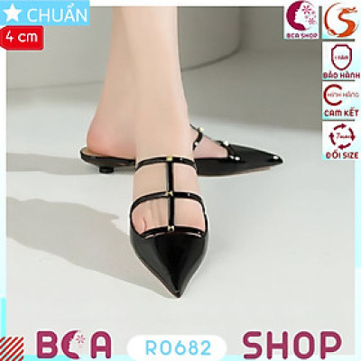 Dép Guốc Nữ Cao Gót 4cm Thời Thượng RO682 ROSATA tại BCASHOP Chất Liệu PU Cao Cấp, Dáng Nhọn Sang Trọng