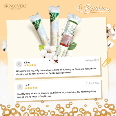 [ Mua 2 set tặng thêm 1 cây ] Set 3 Gói Bông Tẩy Trang Skinlovers 120+30 miếng ( 3x 150 miếng)