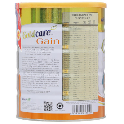 Sữa bột Wincofood Goldcare Gain: dinh dưỡng thích hợp cho mọi đối tượng và trẻ em từ 1 tuổi trở lên giúp tăng cân hiệu quả