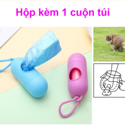 Hộp đựng túi rác vệ sinh cho Chó Mèo hình bầu dục dài 10cm Kèm 1 cuộn túi đựng Chất liệu nhựa chắc chắn Nhỏ gọn Tiện lợi