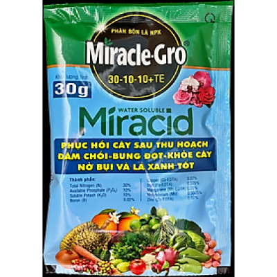 Phân bón lá NPK MIRACLE GRO 30-10-10, phục hổi cây sau thu hoạch, đâm chổi, bung đọt, khoẻ cây, nở bụi, xánh lá tốt