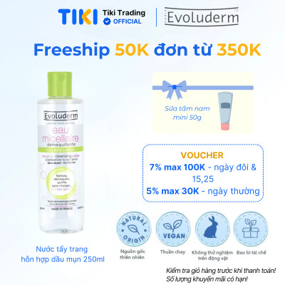 Nước tẩy trang Evoluderm Micellar Cleansing Water 250ml