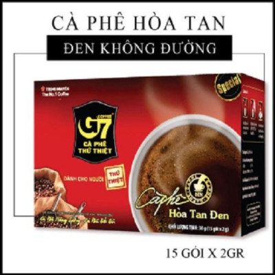 Cà Phê Hòa Tan G7 Trung Nguyên – G7 Đen – Hộp 15 Gói – Cà Phê Đen Thuần, Không Đường, Vị Mạnh