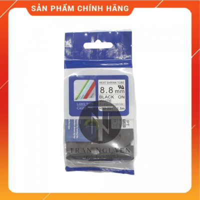 Ống co nhiệt Brother HS2-221 - Đen nền trắng 8.8mm x 1.5m - Hàng nhập khẩu