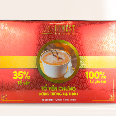Đặc sản Khánh Hòa - Hộp quà Yến Chưng Đông Trùng Hạ Thảo (6 hũ -70ml) DT NEST/ DT FOOD