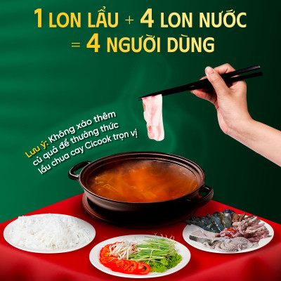 Lon Xốt Lẩu Chua Cay Cicook, Chuẩn Vị Không Cần Nêm Gia Vị 370g