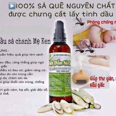 TINH DẦU SẢ CHANH NGUYÊN CHẤT MẸ KEN - 100ml (đuổi muỗi, làm sạch không khí )