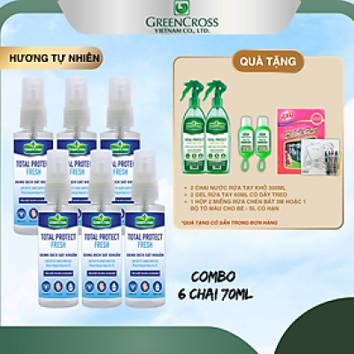 Combo Nước rửa tay kháng khuẩn nhanh Green Cross Total Protect 70ml Dạng Xịt
