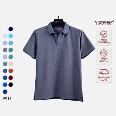 Áo Polo Nam VIỆT PHÁP Form Luxury - Thun 4 Chiều Trơn , lịch lãm, sang trọng  9911