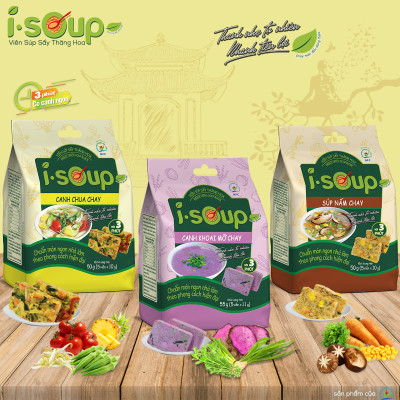 Canh Khoai Mỡ Chay I-Soup 55g (túi 05 viên)- Viên Súp Chay Sấy Thăng Hoa